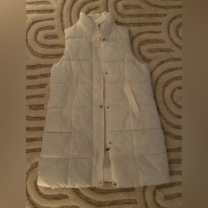 long white vest. removable hood. super cute. never worn.